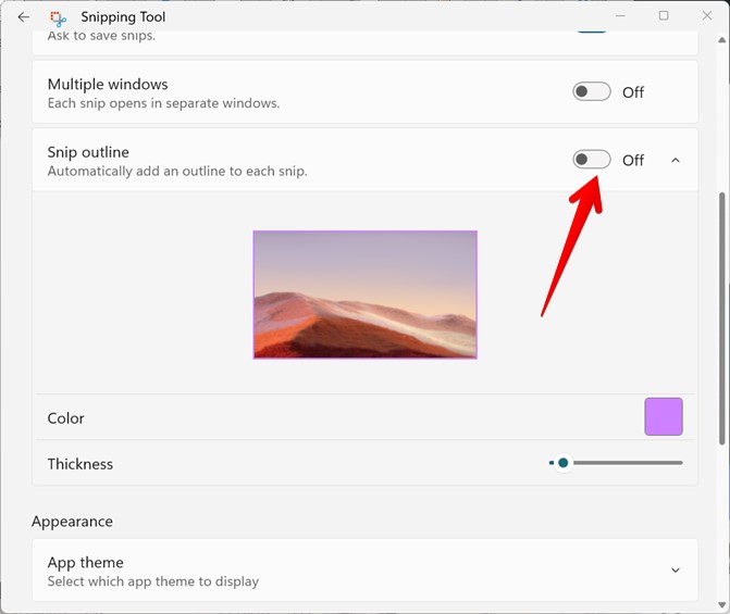 Snipping Tool Windows 11 Outline