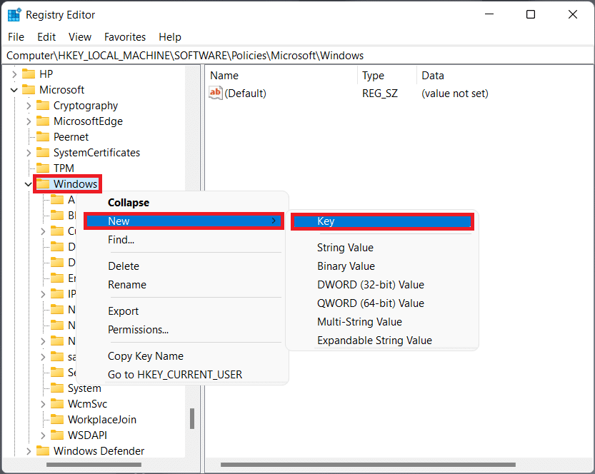Tạo khóa mới bằng menu ngữ cảnh.  Cách tắt màn hình khóa trong Windows 11