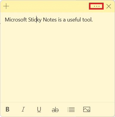 Biểu tượng menu trong Sticky Notes.