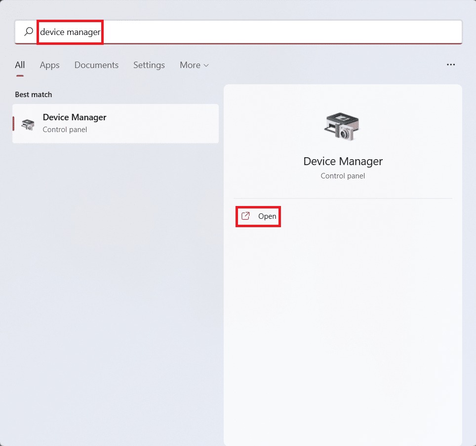 Start menu tìm kiếm kết quả cho Trình quản lý thiết bị